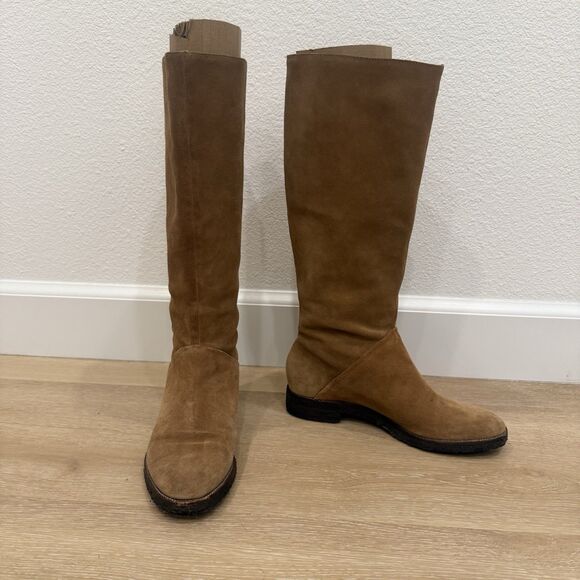 KORS Michael Kors Flat Tan Suede Pull-On Knee-High Boots Sz 6 - Picture 2 of 12